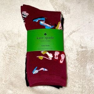 Kate Spade Shoes/Polka Dot and Red Logo Crew Socks